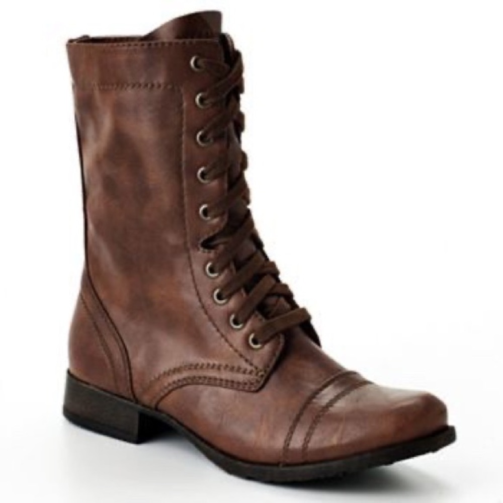 brown combat boots
